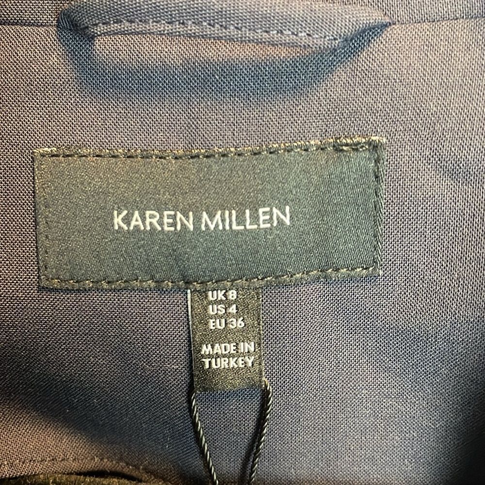 Karen Millen blazer Polished Stretch Belted blazer in navy Size US 4. NWT - Picture 7 of 11